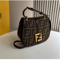 Trendy Design Fendi Cmon Mini Brown FF jacquard fabric and leather bag 8BS082