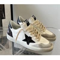 Good Quality Golden Goose Ball Star in nappa with glitter star and black nappa heel tab White/Grey 607003