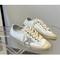 Purchase Golden Goose V-Star in white leather with a platinum glitter star 607007