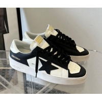 Luxurious Golden Goose Women’s Stardan sneakers with Black suede star in leather White 704027