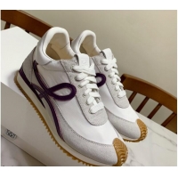 Purchase Loewe Suede & Fabric Sneakers White/Grape 111741