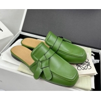 Low Price Loewe Gate Calfskin Flat Mules Green 032866