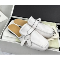 Charming Loewe Gate Calfskin Flat Mules White 032867