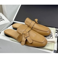 Super Quality Loewe Gate Calfskin Flat Mules Brown 032868