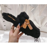 Best Price Loewe Gate Wool Flat Mules Black 070425