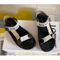 Low Price Loewe Logo Strap Flat Sandals White 070904