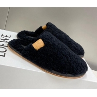 Affordable Price Loewe Shearling Flat Mules Black 101061