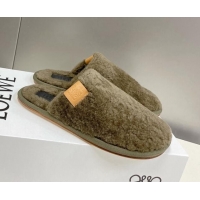 Top Quality Loewe Shearling Flat Mules Green 101062