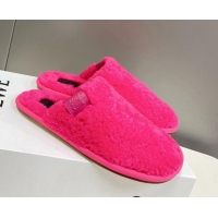 Unique Loewe Shearling Flat Mules Pink 101063 