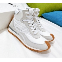 Top Quality Loewe Flow High Top Sneakers in Silk and Suede White 101067