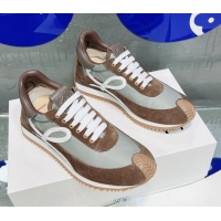 Discount Loewe Flow Silk & Suede Sneakers Brown/Grey 229125