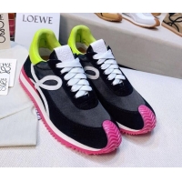 Best Price Loewe Flow Silk & Suede Sneakers Black/Pink/Green 229129