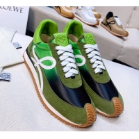 Stylish Loewe Flow Silk & Suede Sneakers Green 229134