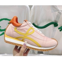 Duplicate Loewe Flow Runner Sneakers in Suede and Nylon Light Pink/Orange/Yellow 506057