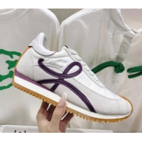 Pretty Style Loewe Flow Runner Sneakers in Suede and Nylon White/Light Grey/Purple 506063