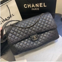 Top Quality Chanel Large CF Flap Bag Original Leather A91169 Black & Silver Tone