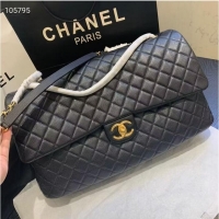 Unique Grade Chanel Large CF Flap Bag Original Leather A91169 Black & Gold Tone