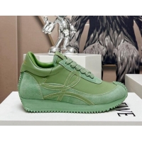 Comfortable Loewe Flow Runner Sneakers in Calfskin Leather Green 506068