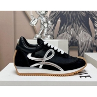 Cheapest Loewe Flow Runner Sneakers in Suede and Mesh Black/Silver 506072