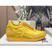 Shop Loewe Flow Runner Sneakers in Suede and Nylon Yellow 506076