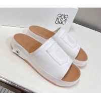 1:1 aaaaa Loewe Pocket Denim Platform Slide Sandals White 607110