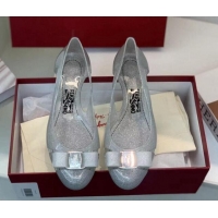 Unique Discount Salvatore Ferragamo Vara Bow PVC Ballerinas Grey 0323042