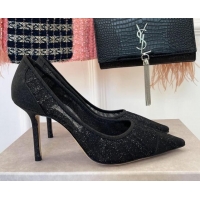 Unique Style Jimmy Choo Love Mesh and Glitter Pumps 8.5cm 013018 Black