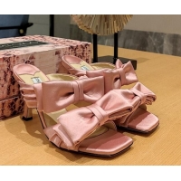 Pretty Style Jimmy Choo Flaca Silk High Heel Sandals with Double Bow 8.5cm Light Pink 022856