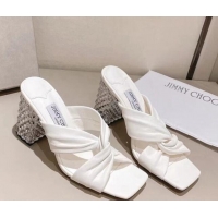 Best Product Jimmy Choo Ibyrelle Lambskin Cross Strap Slide Sandals 8.5cm White 3022860