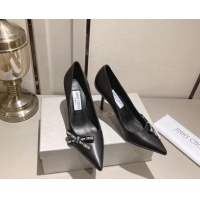 Cheap Price Jimmy Choo Romy Pumps 8.5cm in Black Nappa Leather with Bow 407104