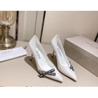 Low Cost Jimmy Choo Romy Pumps 8.5cm in Nappa Leather with Bow White 407106