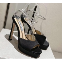 Pretty Style Jimmy Choo Saeda Satin Platform Sandals 10cm Black 704039