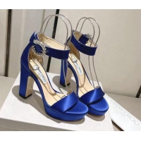 Best Product Jimmy Choo Silk Platform Sandals 11cm with Crystal Buckle Blue 0704042