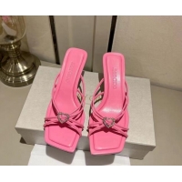 Good Looking Jimmy Choo Indiya Heel Slide Sandals 7cm in Nappa Leather Candy Pink 704046