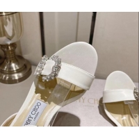 Best Price Jimmy Choo Nappa Leather Sandals 8.5cm with Crystal Charm White 704053