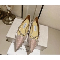 Most Popular Jimmy Choo Genevi Flat in Diamond-Glitter Fabric with Crystal Strap Gold 718033