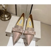 Purchase Jimmy Choo Gala Ballet Flat in Diamond-Glitter Fabric with Bow Gold 718034