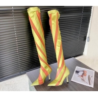 Good Looking Jimmy Choo Mugler Fabric and Mesh Heel Knee-High Boots 10.5cm Lemon Yellow/Orange 821122