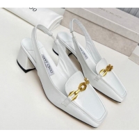 Cheap Price Jimmy Choo Diamond Tilda Slingback Pumps 4.5cm in Patent Leather White 915044