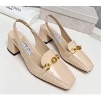 Sumptuous Jimmy Choo Diamond Tilda Slingback Pumps 4.5cm in Patent Leather Nude 915045