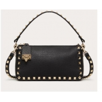 Buy Cheap VALENTINO Rockstud small grain calfskin messenger bag YS097 Black