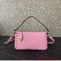 Promotional Grade VALENTINO Rockstud small grain calfskin messenger bag YS097 pink