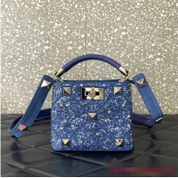 Good Product Medium VALENTINO ROMAN STUD chain Denim 0093 Blue