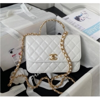 Reasonable Price Chanel SMALL FLAP BAG WITH TOP HANDLE AS4307 white