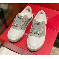 Popular Style Roger Vivier Very Vivier Strass Buckle Sneakers in Leather Grey 904077