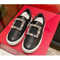 Durable Roger Vivier Very Vivier Strass Buckle Sneakers in Leather Black 904078