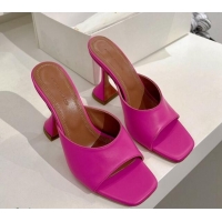 Low Cost Amina Muaddi Lupita Lambskin Heeled Slide Sandals 9.5cm Dark Pink 3020610