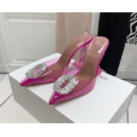 Lowest Price Amina Muaddi Camelia TPU Slingback Pumps 9.5cm with Rectangular Crystal Pink 331030