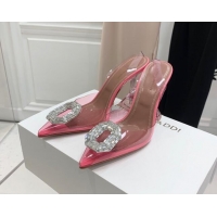 Lower Price Amina Muaddi Camelia TPU Slingback Pumps 9.5cm with Rectangular Crystal Light Pink 331032