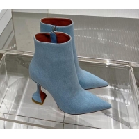 Good Looking Amina Muaddi Jahleel Ankle Boot with 95MM Heel Light Blue Denim 238308